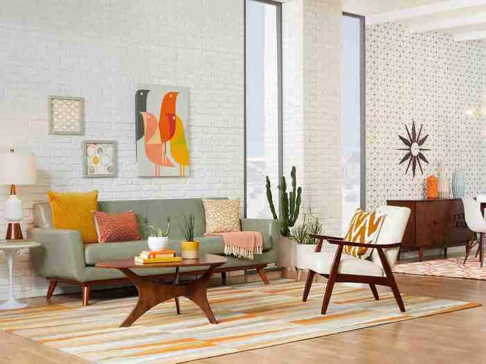 Mid century modern living room ideas wall style white lighting brick idea tables